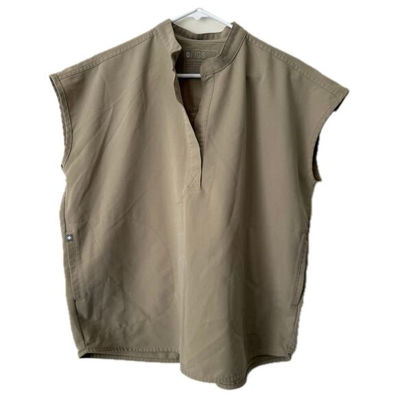 FIGS Rafaela Oversized Scrub Short-Sleeve Top in Tan Brown - Medium - Picture 1 of 5